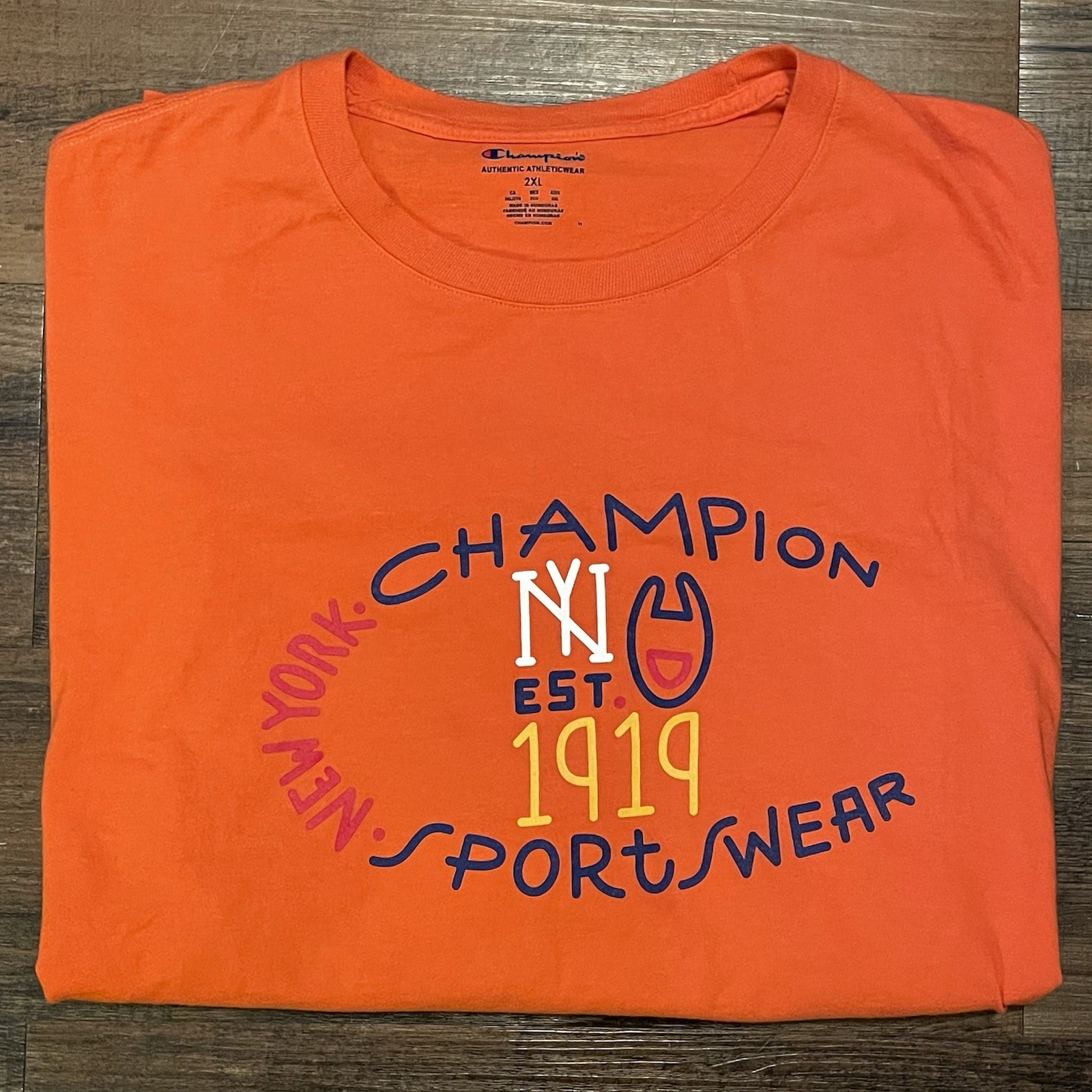 Champion Heritage T-Shirt Mens 2XL Orange New York Sportswear Graphic Tee