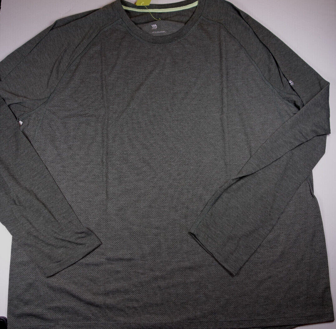 ALL IN MOTION Men’s Light Black Long Sleeve Running T-Shirt NEW XL