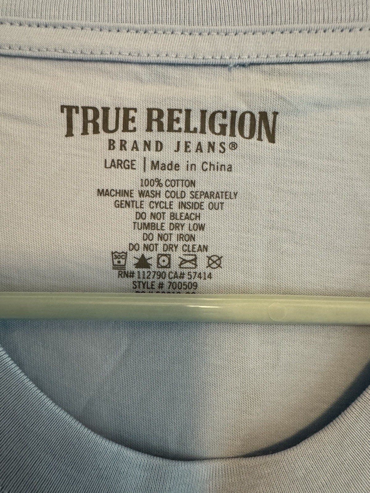 True Religion Buddha Foil Light Blue Tshirt. Men’s Large. NWT