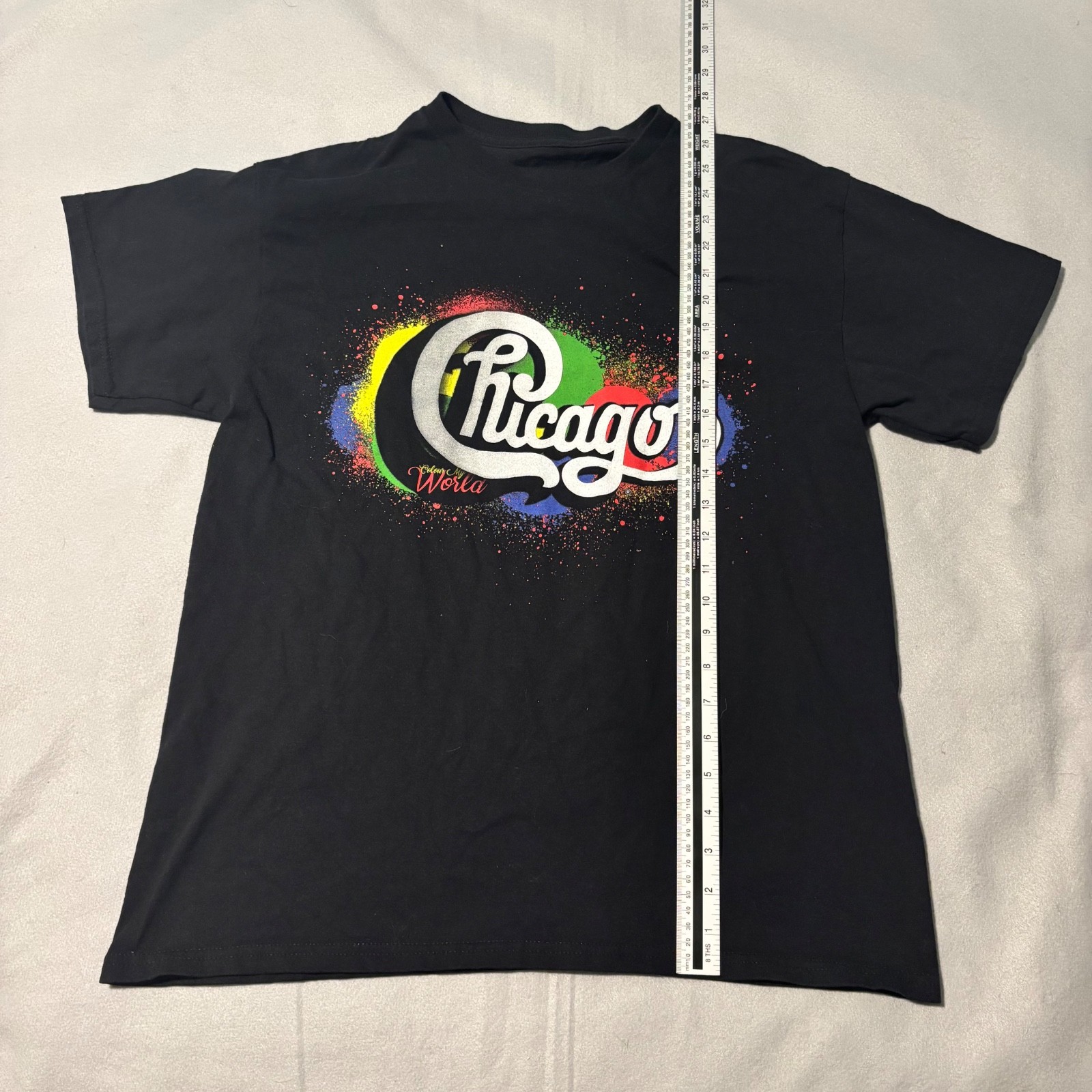 Chicago Shirt Mens M Black Color My World 2025 Tour Band Music Graphic T No Tags