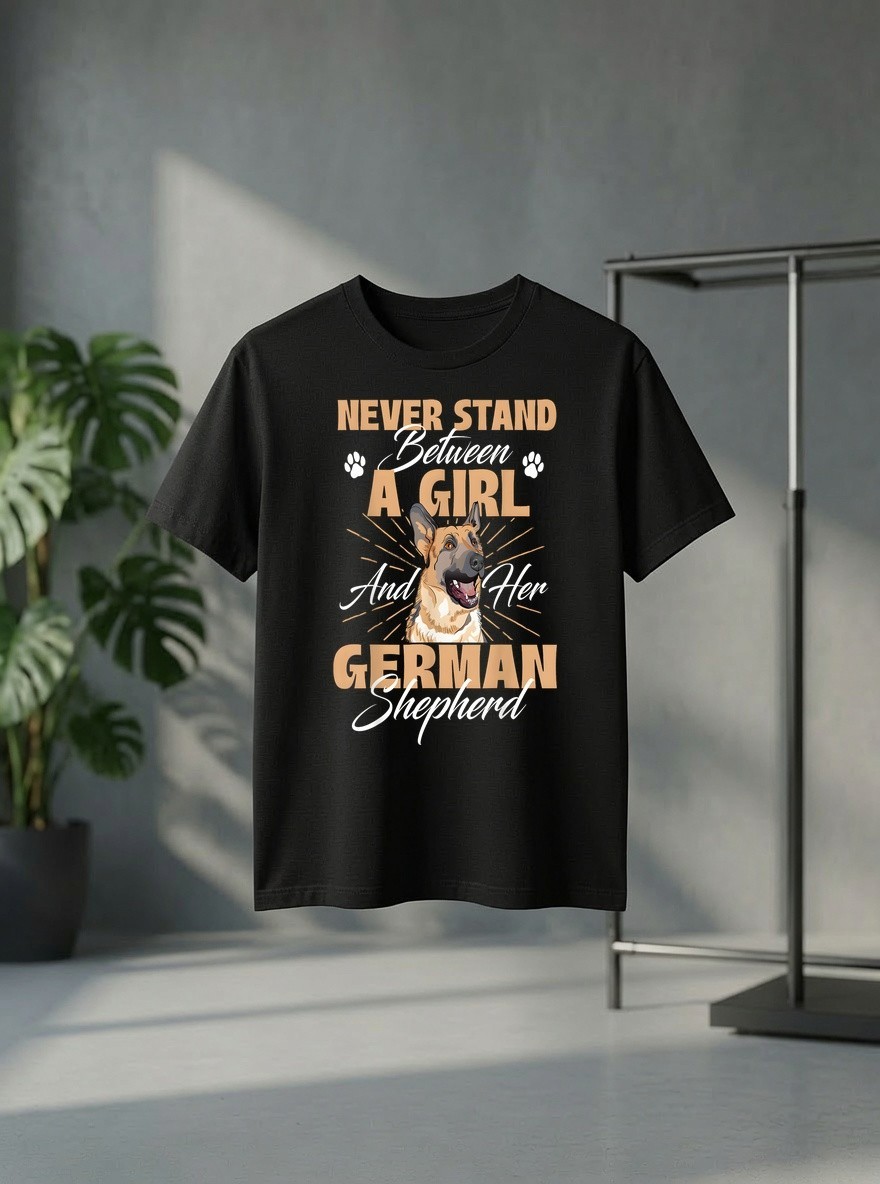 Never Stand Between a Girl and Her German Shepherd Funny Shirt