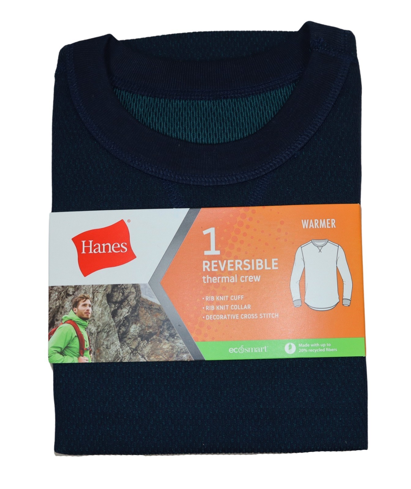 Hanes Reversible Tagless Thermal Waffle Knit Crew Neck Long Sleeve T-Shirt NWT