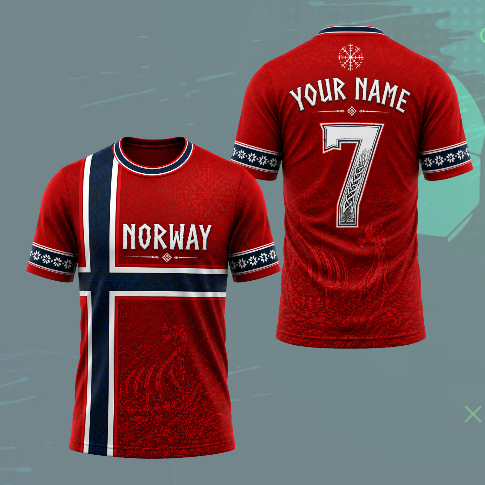 Norway Soccer Jersey Custom Name Number Norwegian Football Shirt (S-5XL)