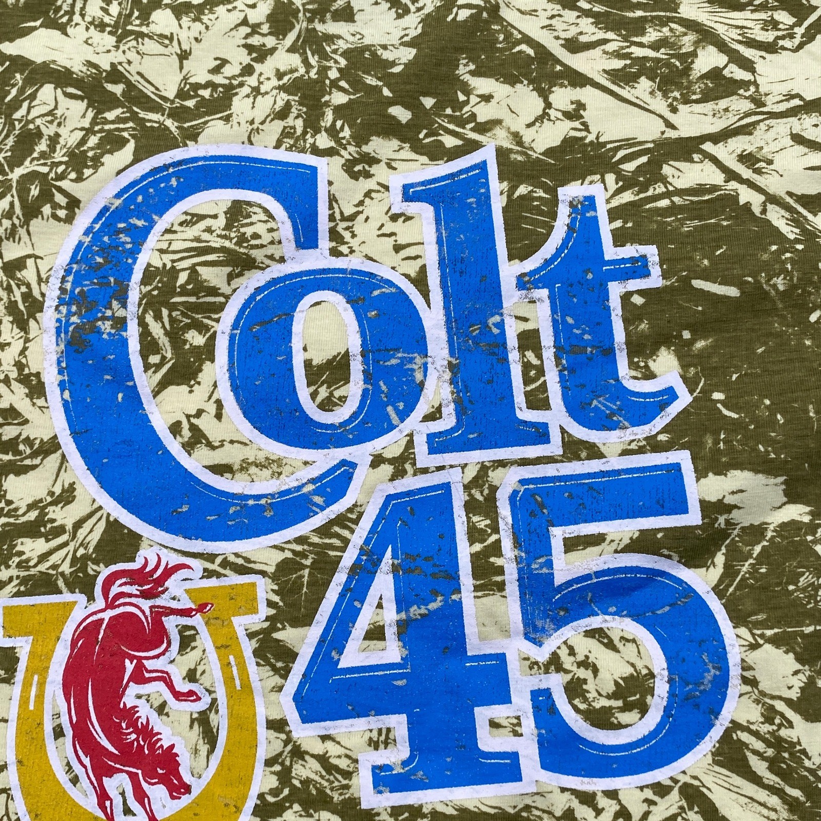 Pabst Colt 45 T-Shirt Mens Medium Green All Over Print Malt Liquor Graphic Tee