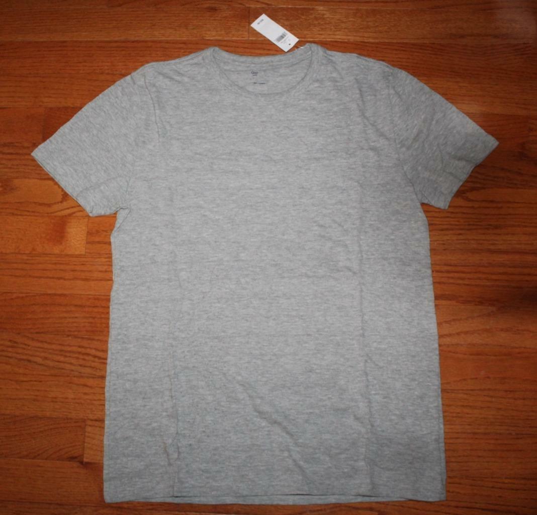 NWT Mens GAP Short Sleeve Tee T-Shirt Textured Stripe Solid Heather Grey *W5