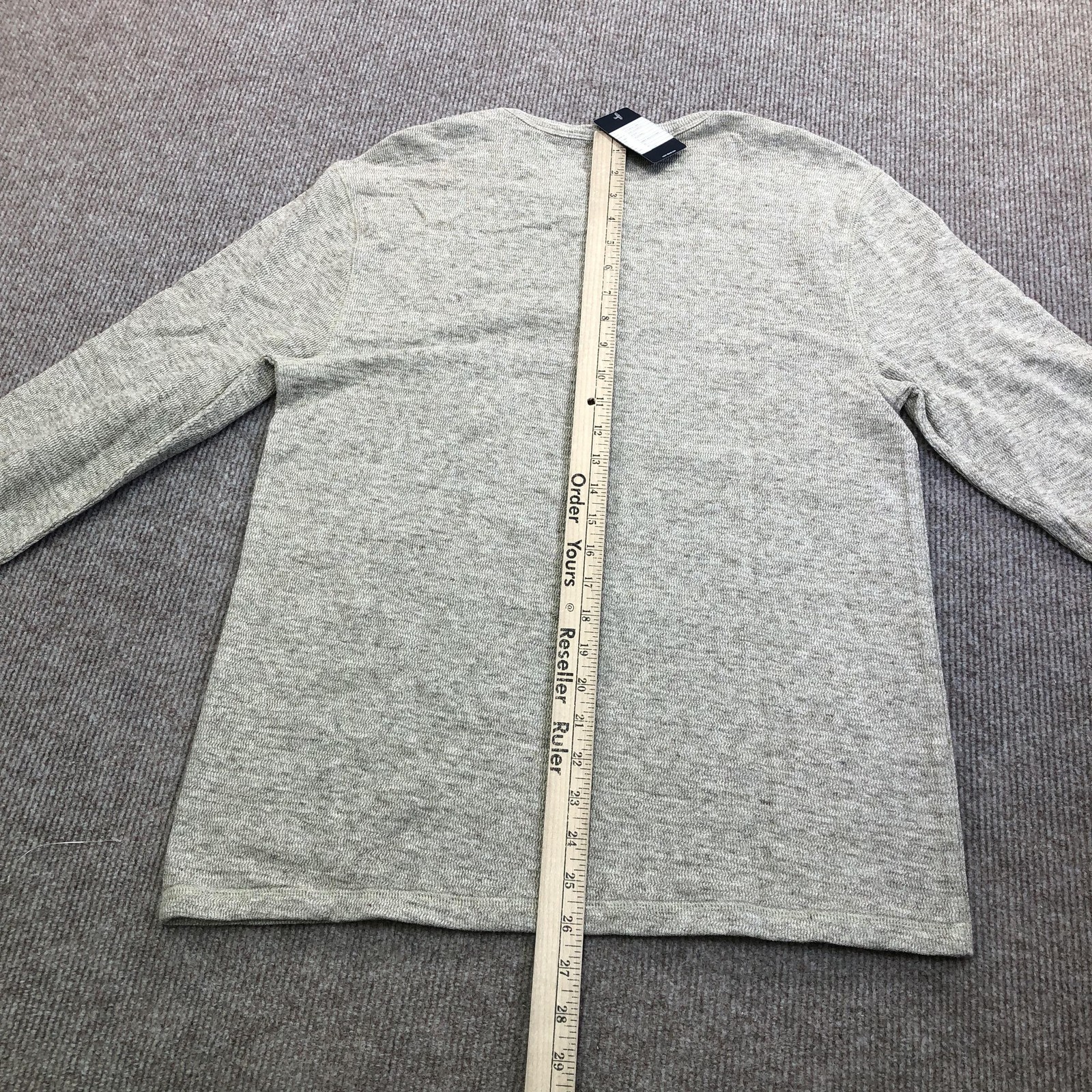 Lucky Brand Shirt Mens Medium Beige Jacquard Henley Long Sleeve Knit Tee Sample