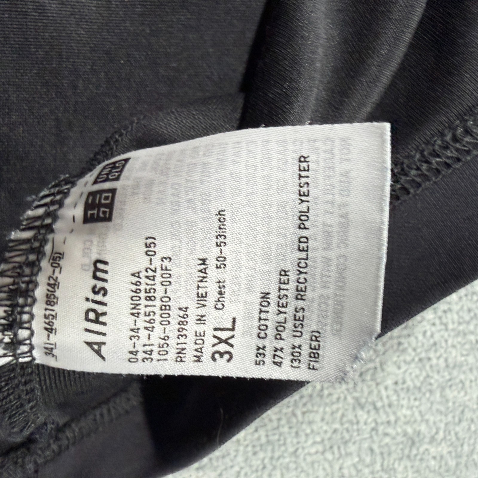Uniqlo Shirt Mens 3XL Black AIRism U Crew Neck Oversized Short Sleeve Blank Tee