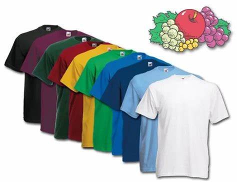 Below WHOLESALE Blank T-Shirt – 96 Medium BLACK Fruit of Loom 3930R / 3931 Lot