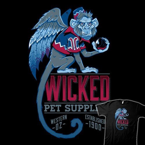 THE WIZARD OF OZ Wicked Pet Supplies T-SHIRT Witch Winged Monkeys TeeVillain NEW