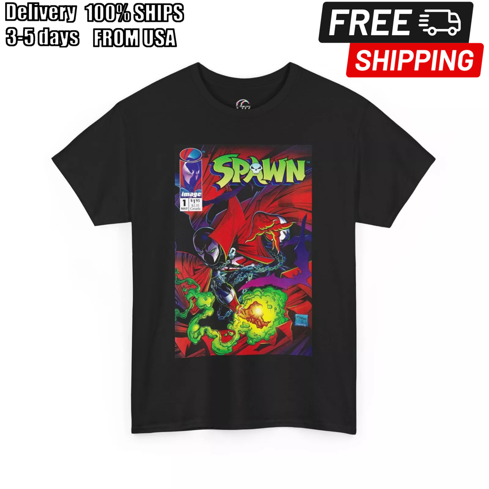 Spawn Comic Book Vintage T-Shirt, Spawn No. 1 Comic Book Tee, McFarlane Comics