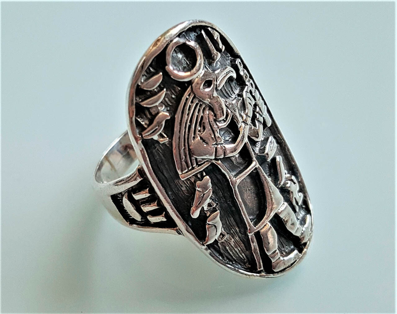 Great THOTH STERLING SILVER 925 Ring Ancient Egyptian God of Wisdom Ibis Head Hi