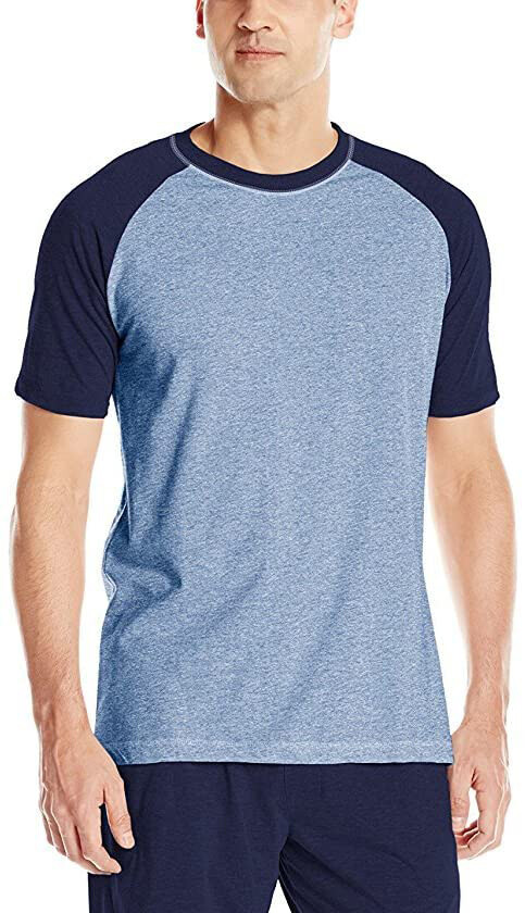 Hanes Men’s X-Temp Short Sleeve Raglan T-Shirt Navy/Heather Blue
