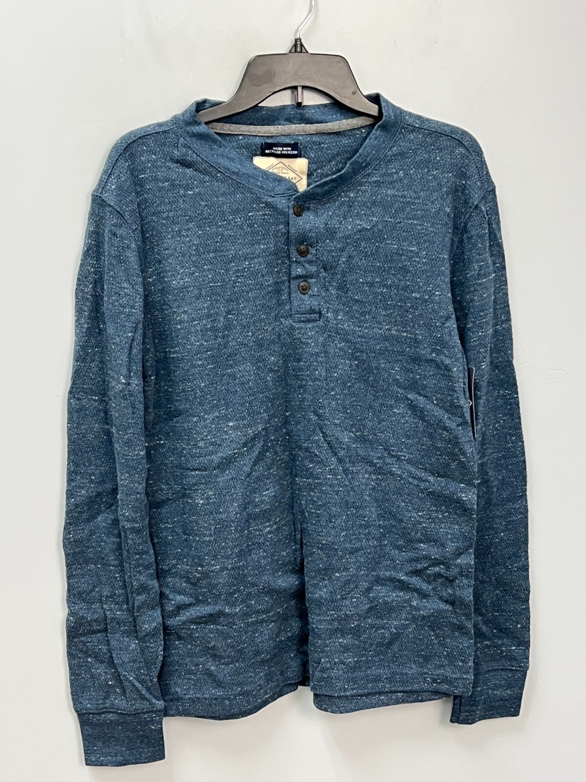 St. John’s Bay Blue Heather Textured Long Sleeve Henley Shirt Men’s Small
