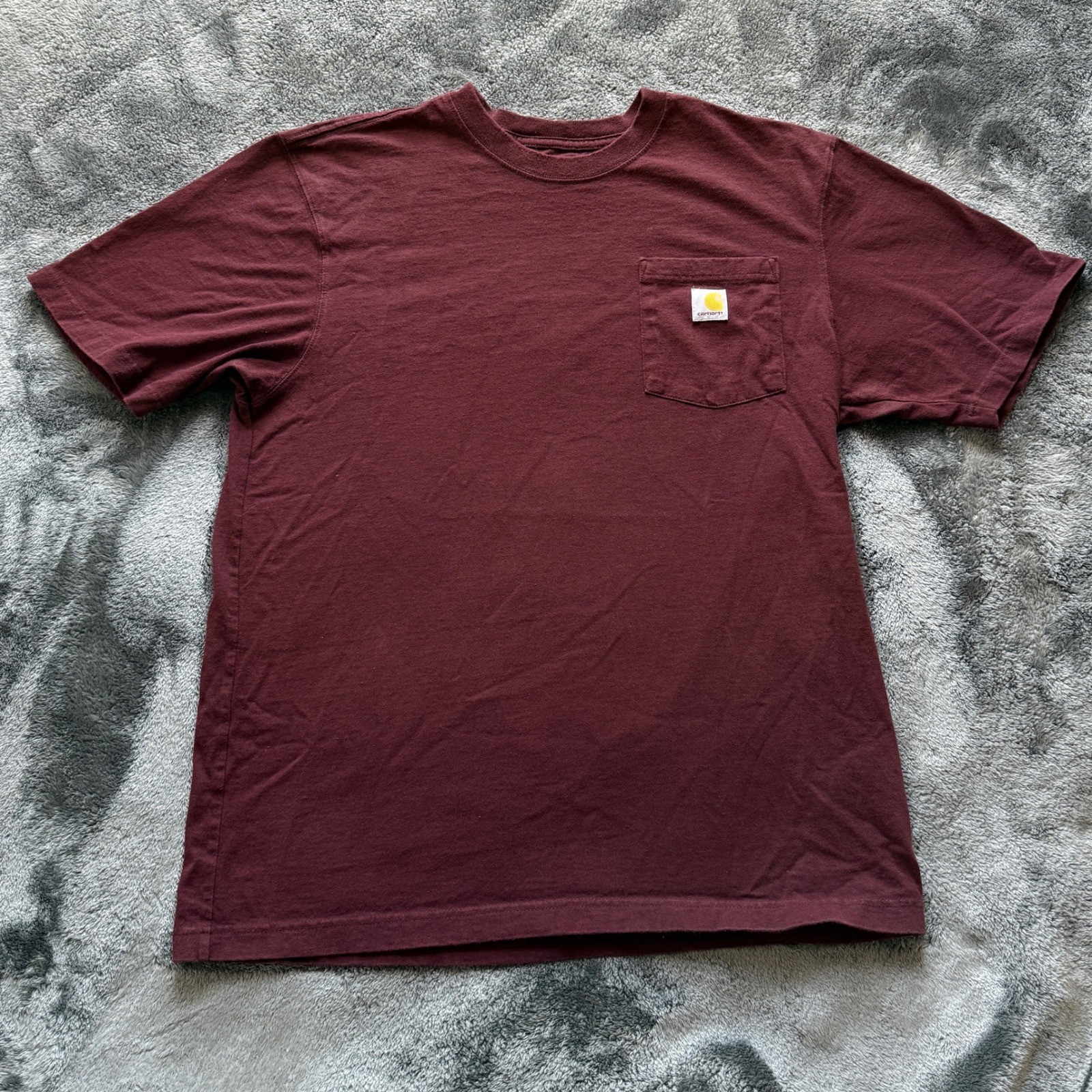 Carhartt K87 Mens Loose Fit Pocket T-Shirt Maroon Burgundy Cotton Size M