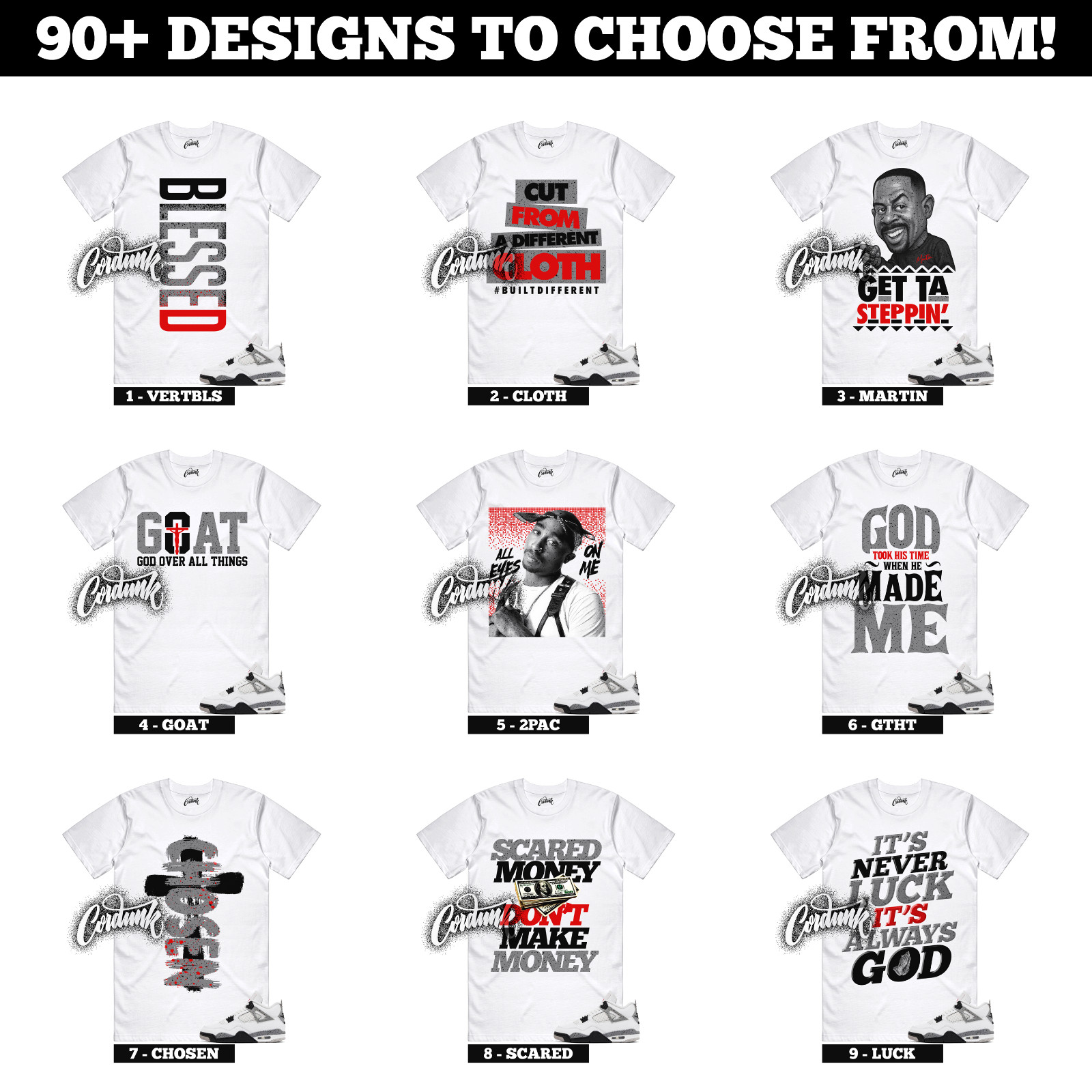 4 White Cement 2025 Summit White Fire Red Tech Grey Black Sneaker T Shirt Match