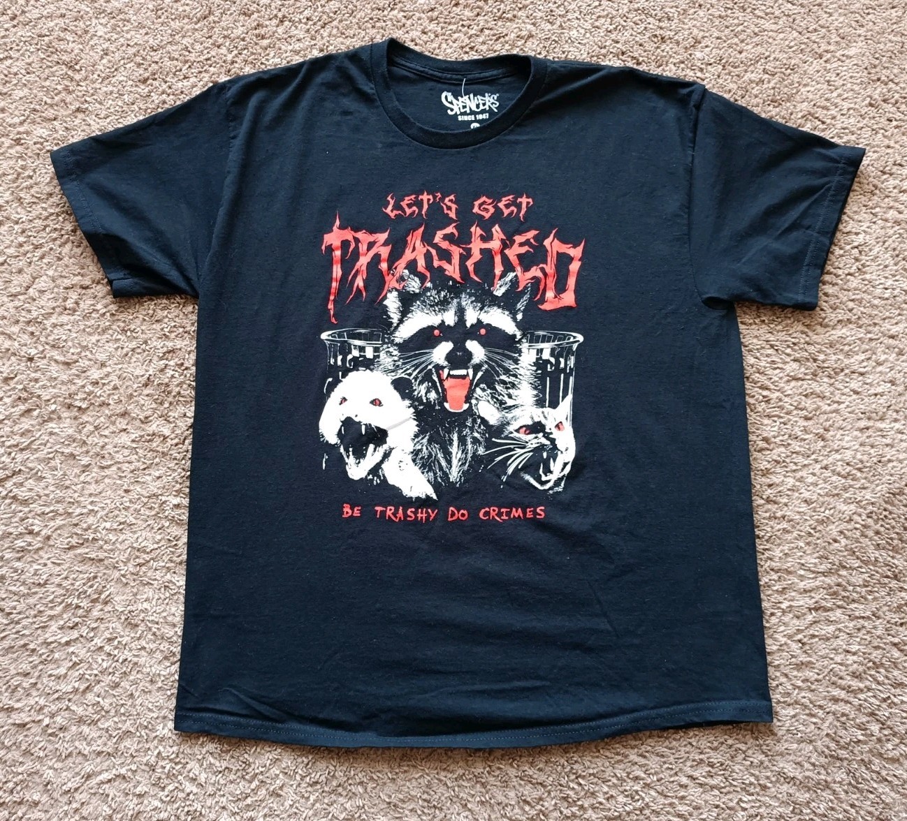 Spencer’s Funny Cat T-Shirt Men’s XL Graphic Print Black Short Sleeve