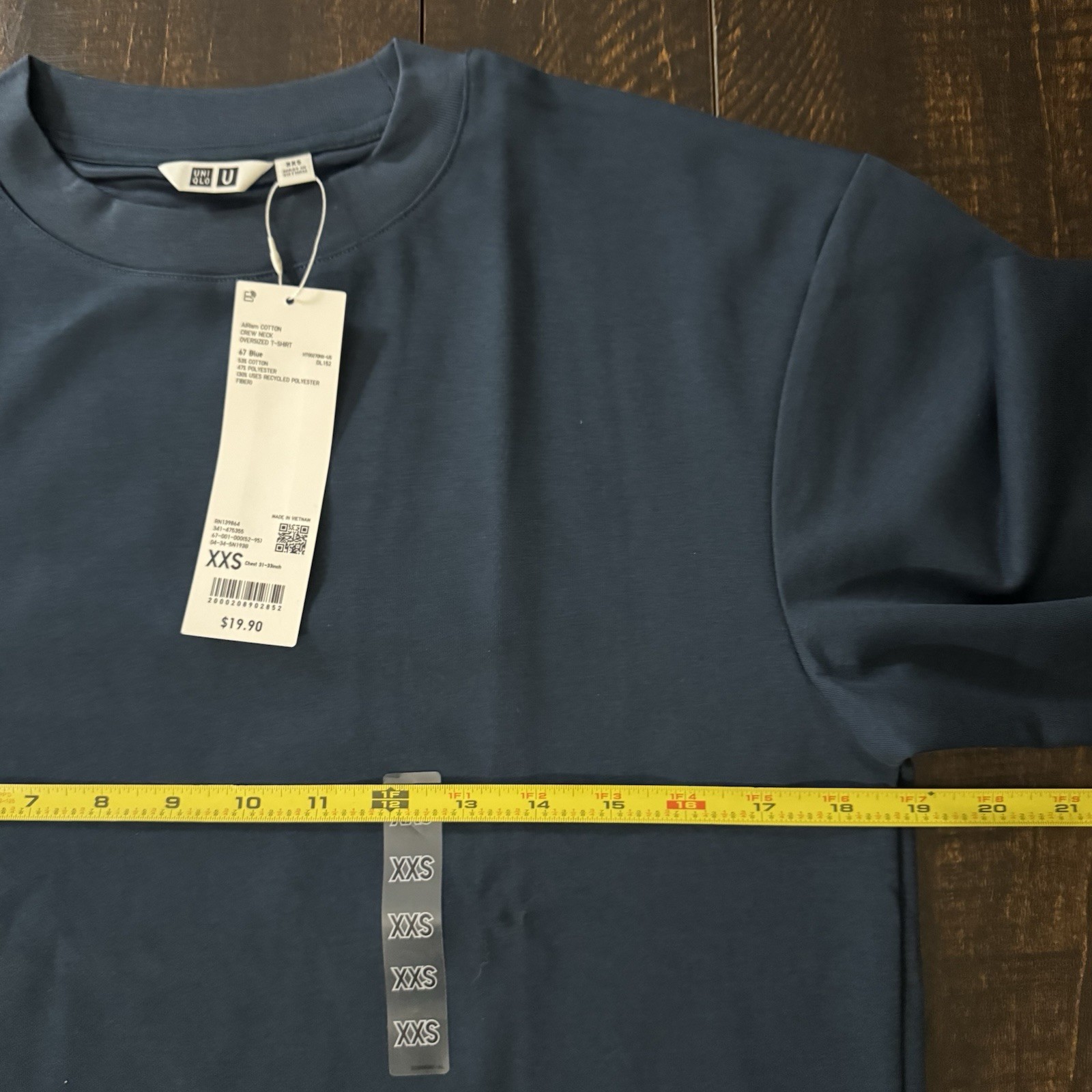 Uniqlo U AIRism Cotton Crew Neck Oversized T-Shirt 67 Blue Size XXS