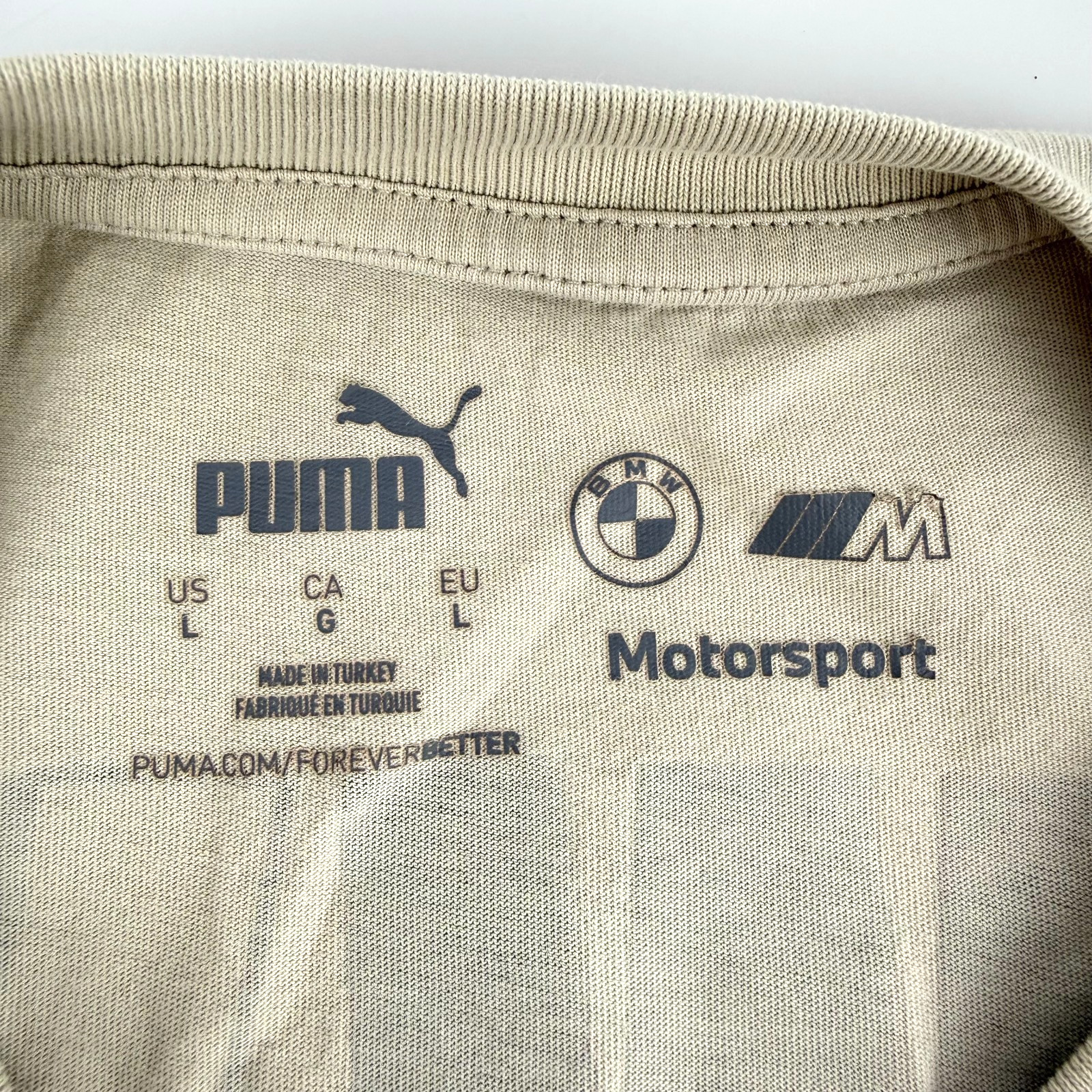 BMW Motorsports T Shirt BMW V8 M Hybrid Double Sided Tagless Puma Adult Size LRG