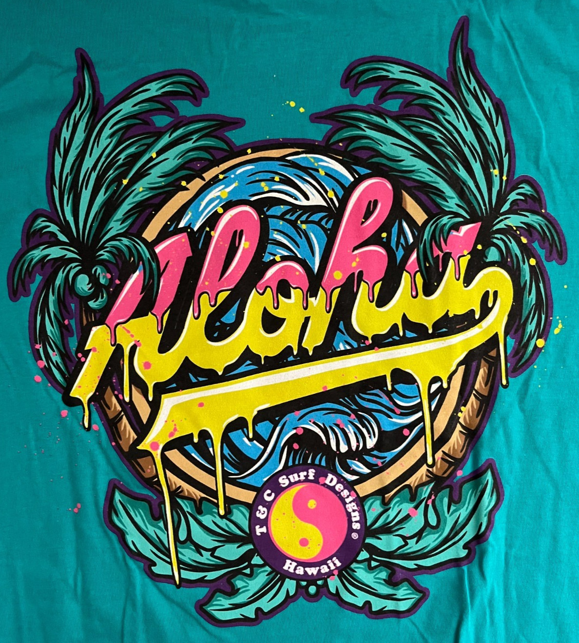 *Local Motion (ALOHA) Hawaii Unisex Medium Jade T Shirt, Big O Logo!*