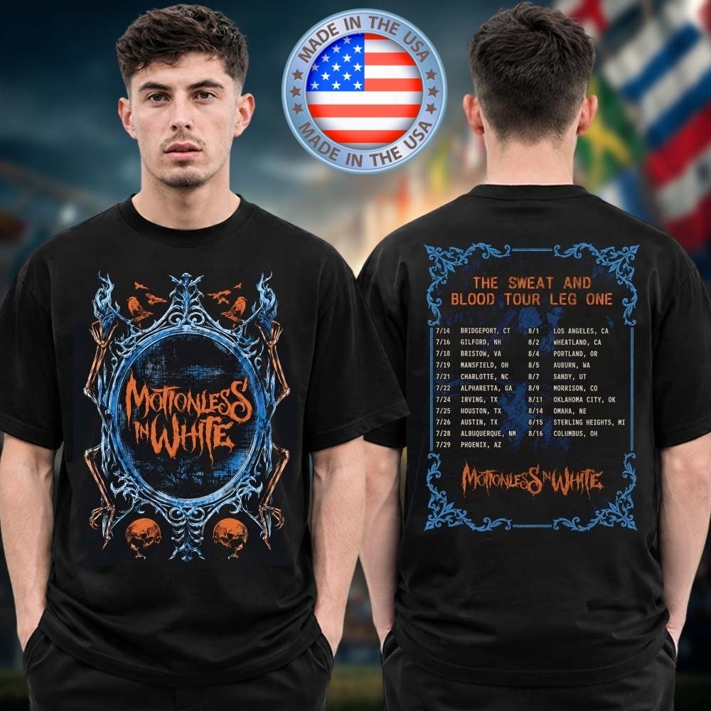 Motionless In White Merch The Sweat And Blood Tour 2026 Mirror T-Shirt Reprint