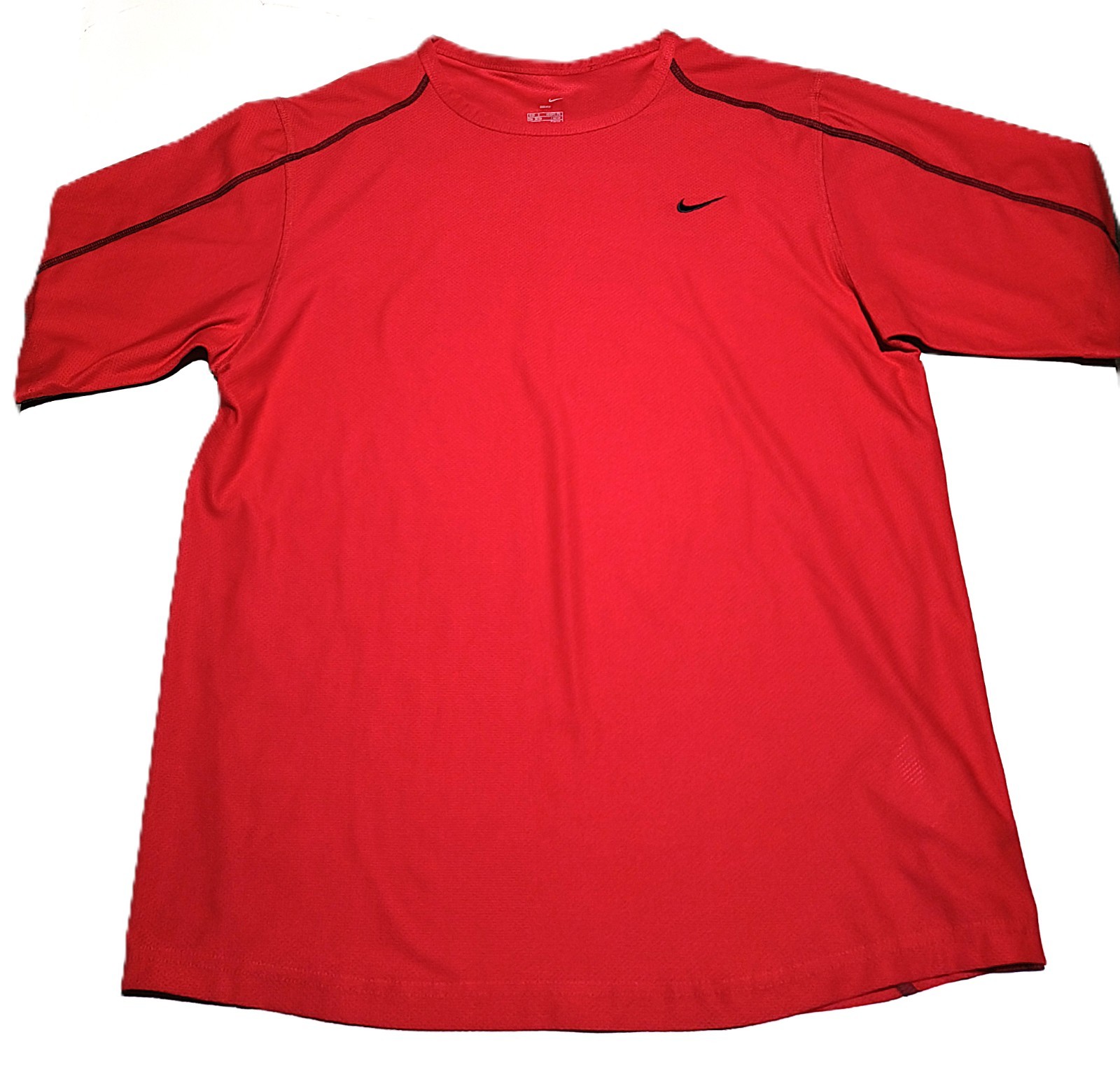 Nike Dri-FIT T-Shirt S Red Black Embroidered Logo Running Training Gym Top VGC