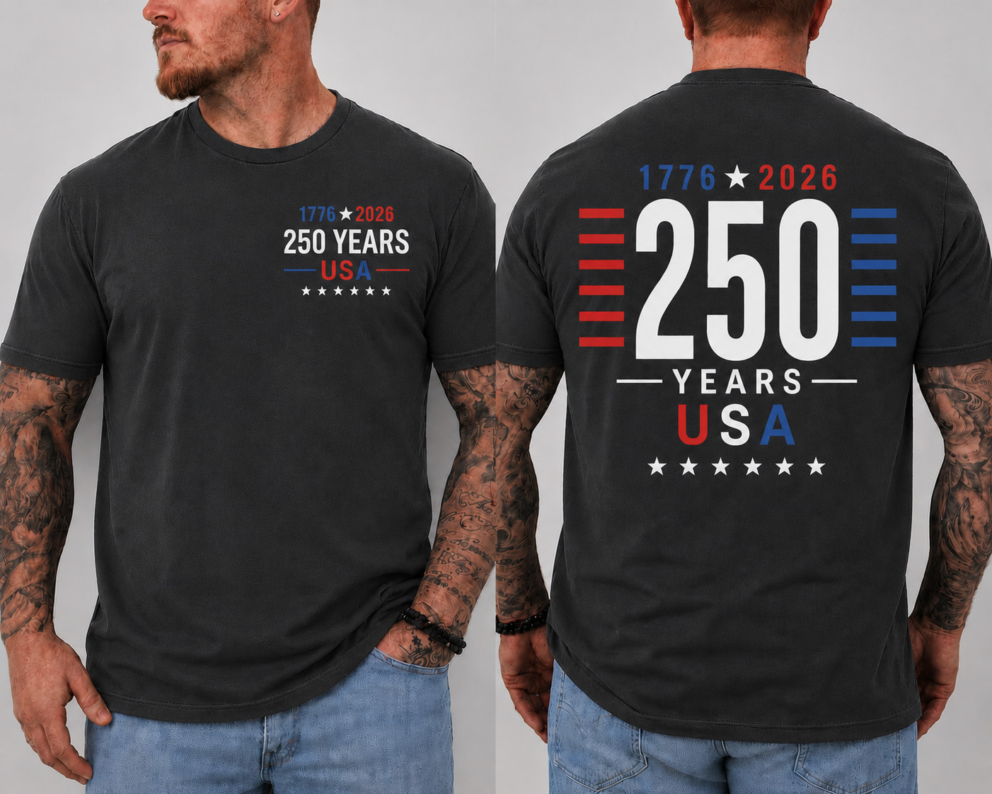 Patriotic USA Flag Zip Polo Shirt Men 1776-2026 Freedom Golf Shirt S-5XL