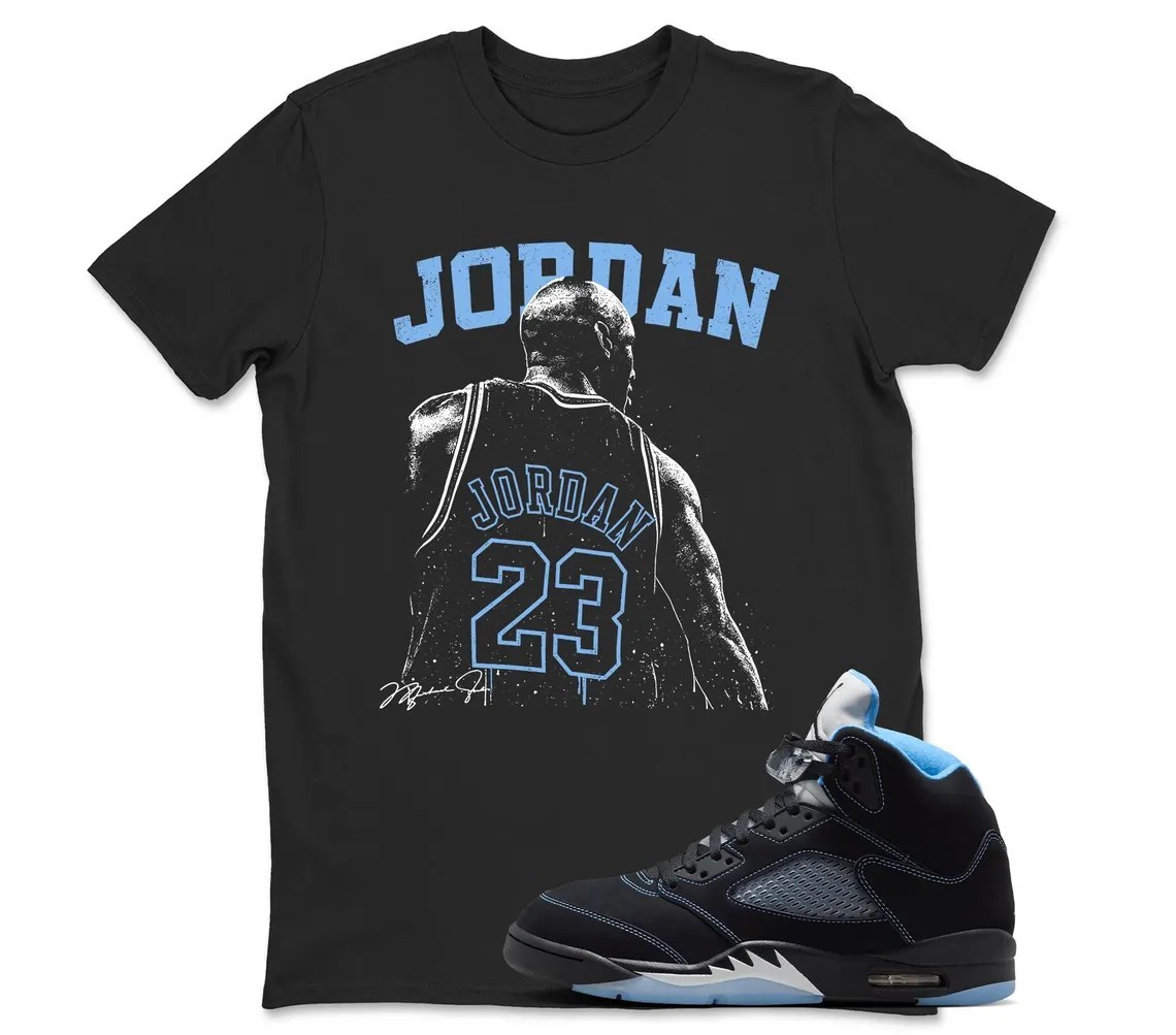 Shirt to Match JD 5 Black University Blue Clothing, BLACK/WHITE
