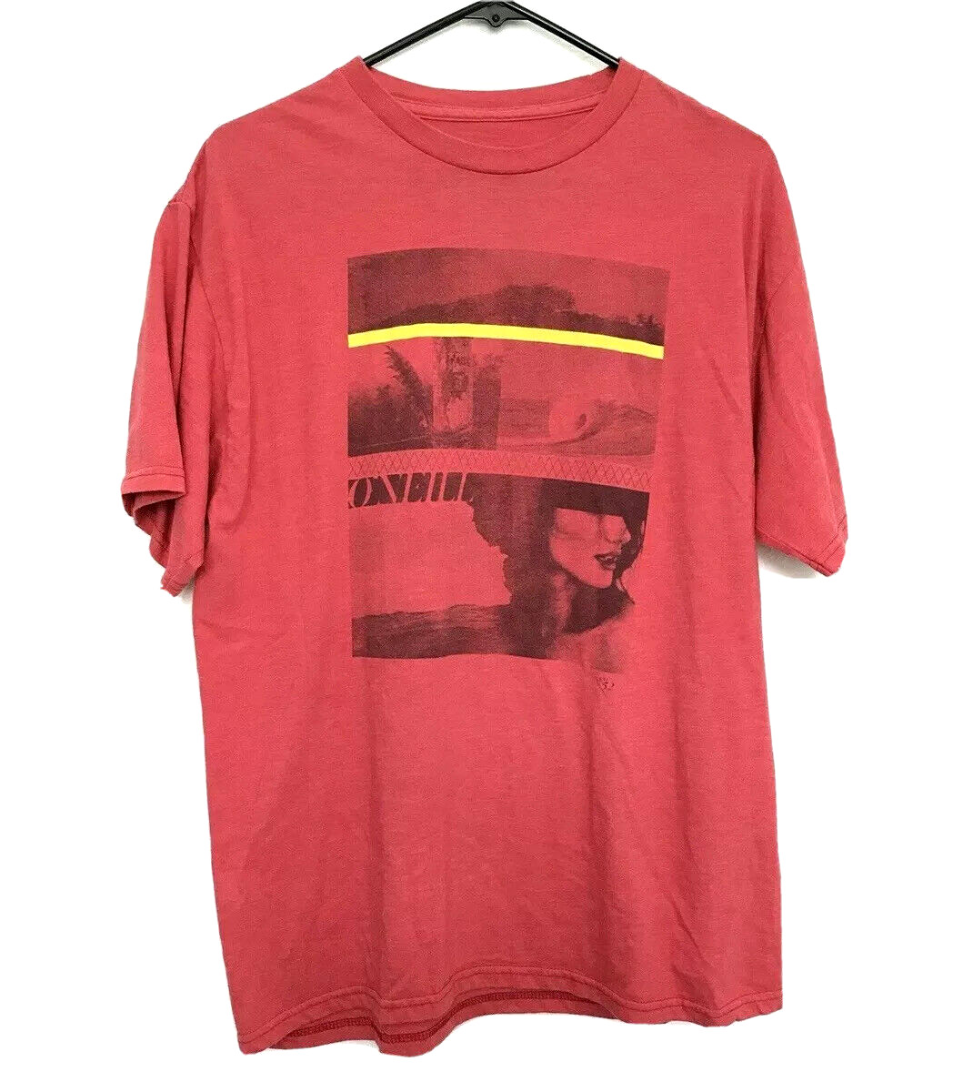 O’Neill Mens T-Shirt Graphic Red Short Sleeves Sz L Modern Fit Ribbed Collar