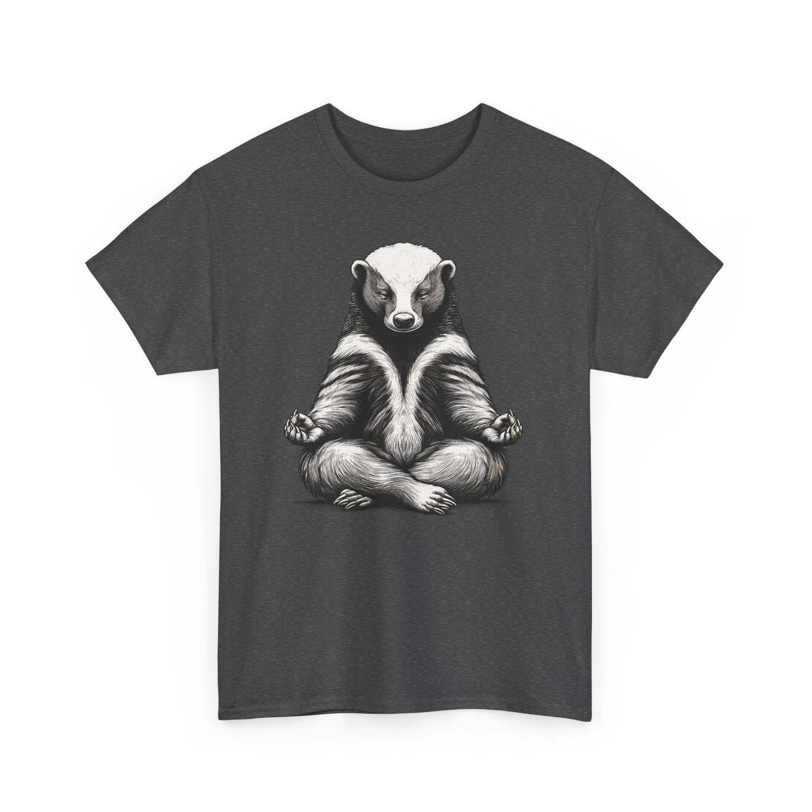 Honey Badger Doing Yoga Funny T-shirt – Novelty Meditation Men Women Graphic Tee