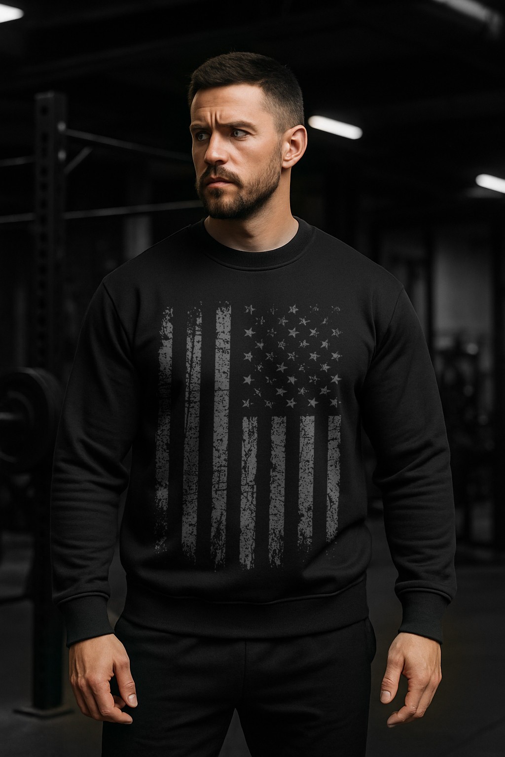 USA Flag Crewneck Sweatshirt | Vintage Distressed Flag | Patriotic Pullover