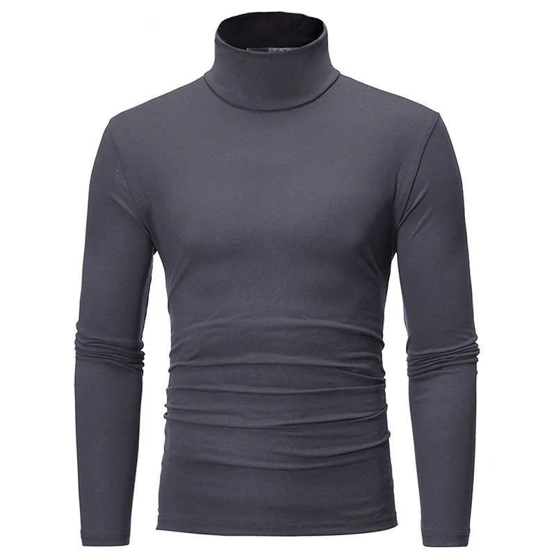 Mens Turtleneck Basic Pullover Long Sleeve Jumper Top Casual Slim Fit T-Shirt