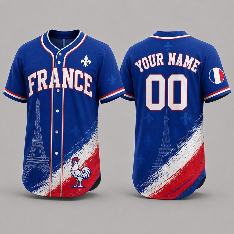 Baseball Jersey Manches Courtes France Football Pour Homme
