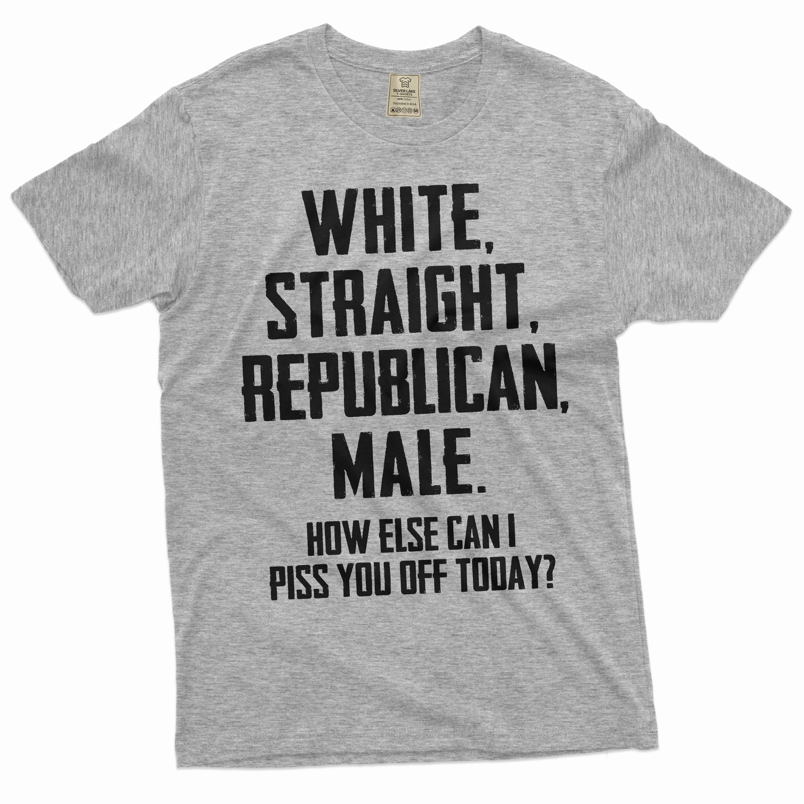 Men’s Funny Shirt White Straight Republican Male Shirt Dad Grandpa Patriotic Tee