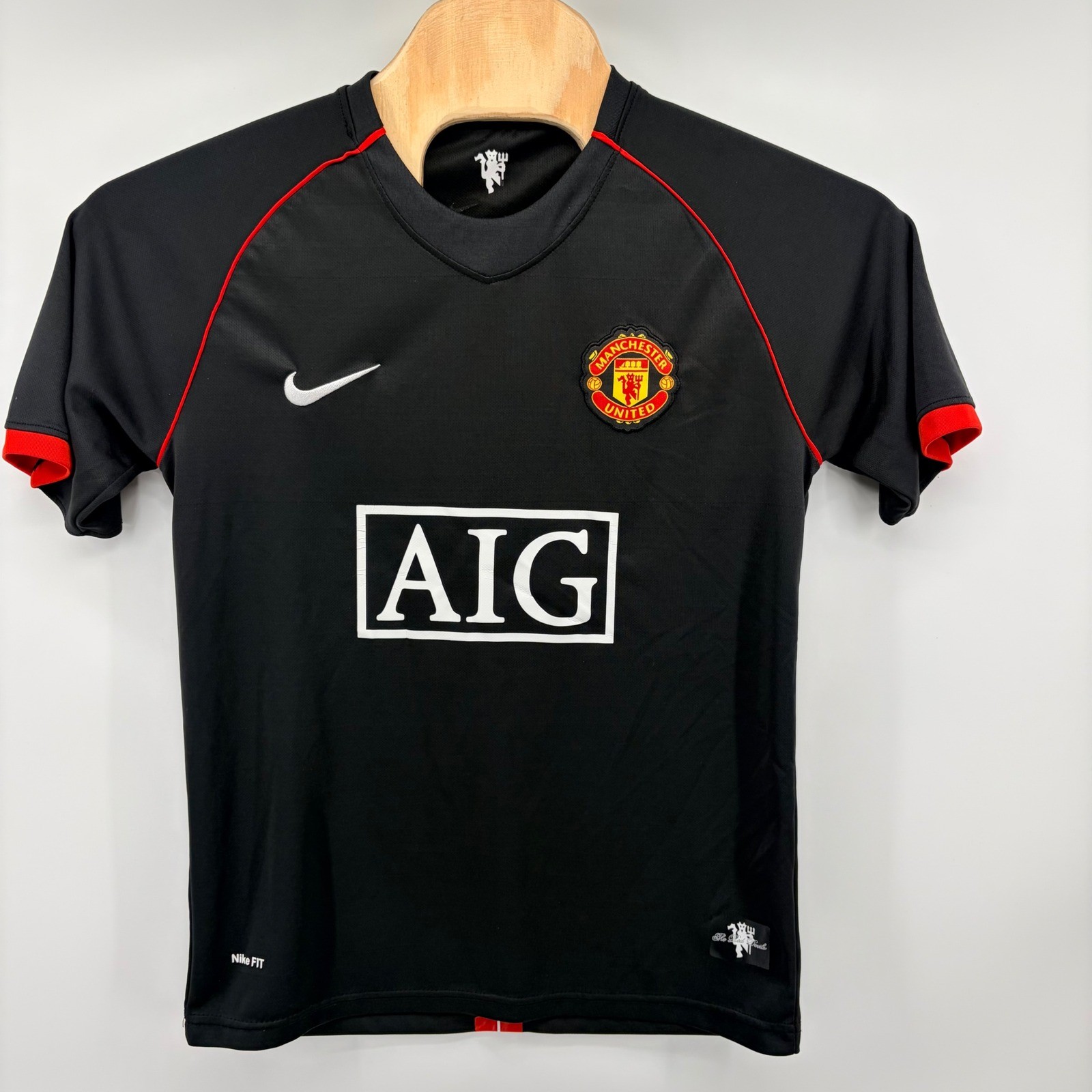Nike Manchester United Jersey Mens Large Black AIG Away 2007-09 Soccer Shirt 6