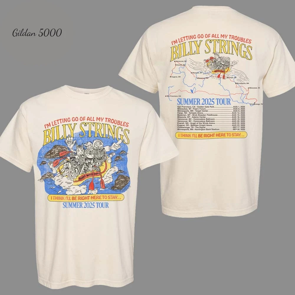 Billy Strings Summer 2025 Tour Merch Rafting Summer Tour Poster T-shirt
