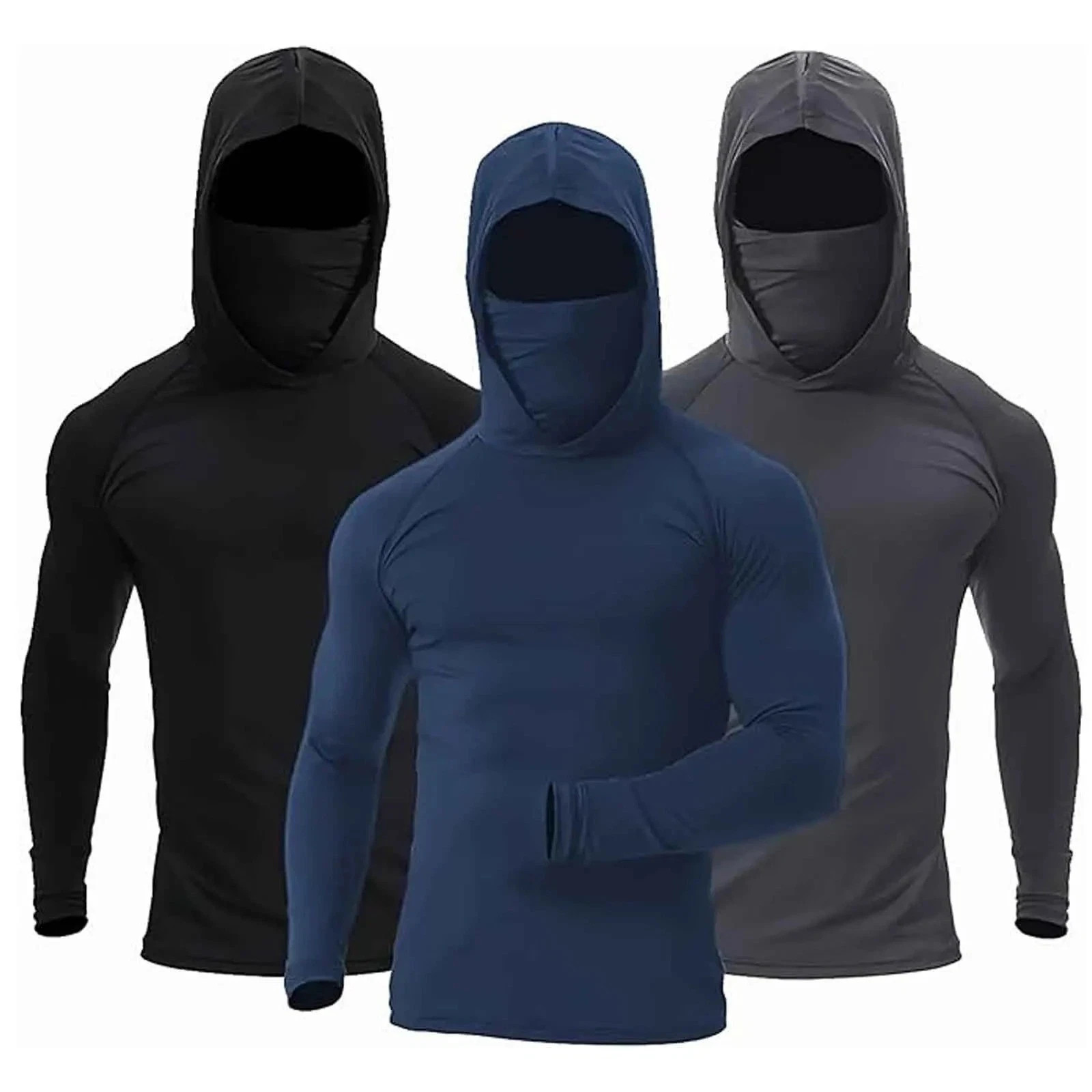 Performance Hoodie Long Sleeve T-Shirts, UPF 50+ Sun Protection Hooded Unisex