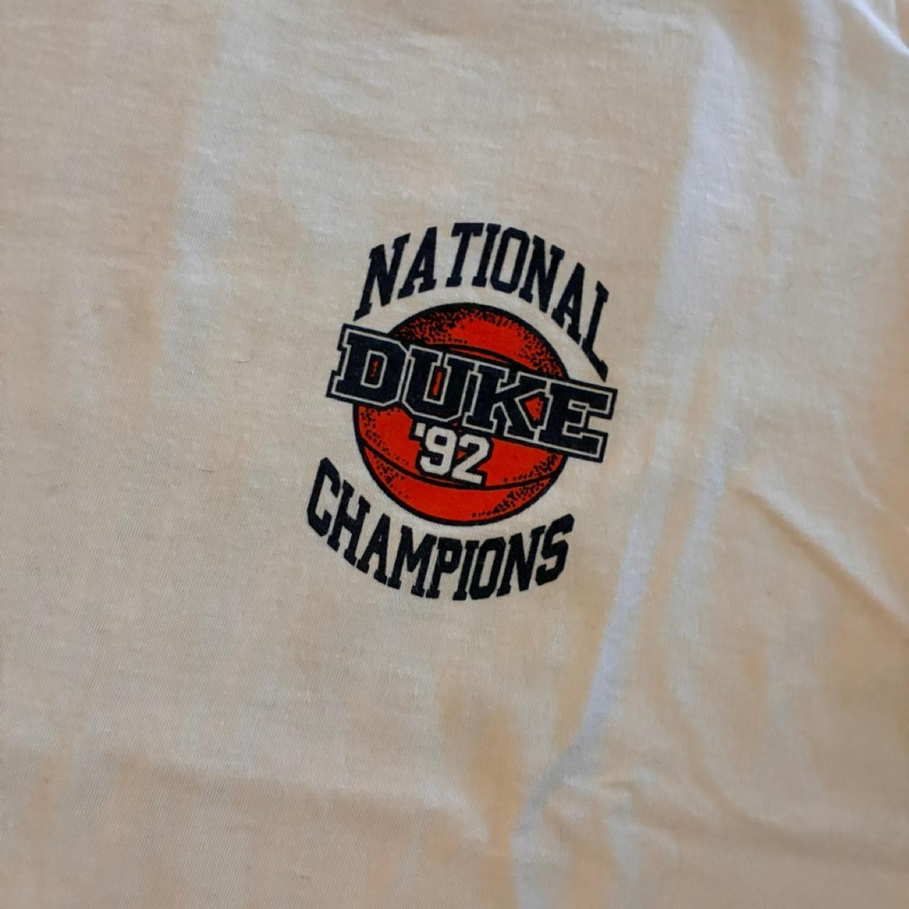 1992 Duke University National Champions white t-shirt with cool backhit Size L