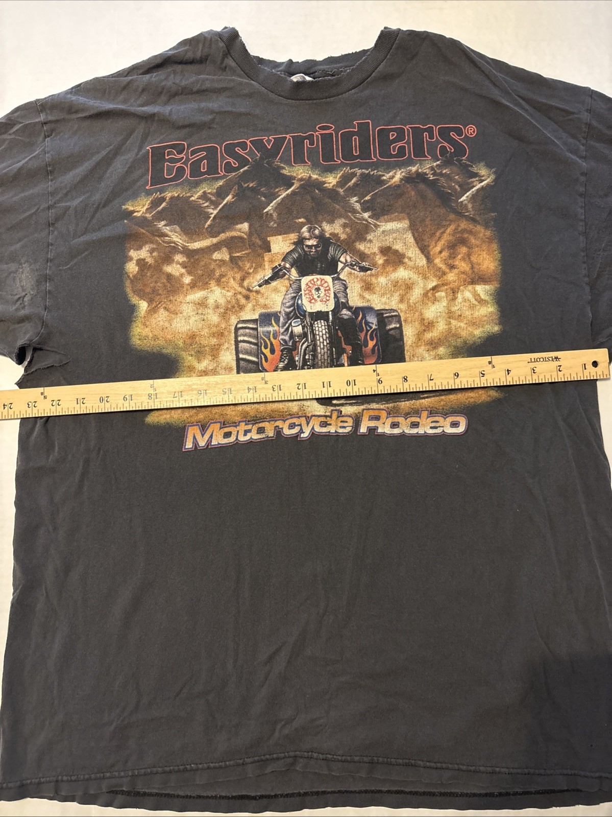 Vintage Easyriders Graphic Tee Mens 2XL Biker Shirt 2003 Rodeo Horses See Pics