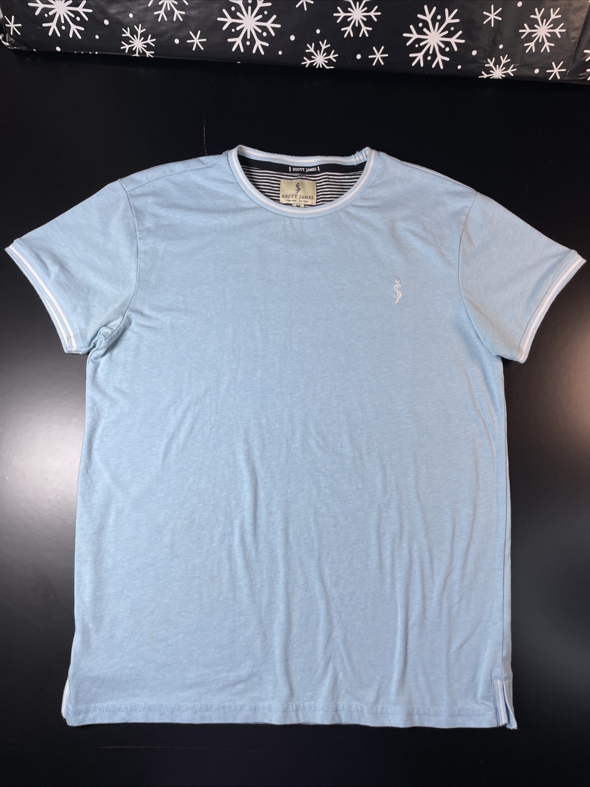 Scott James England Light Blue Short Sleeve T-Shirt Mens Medium