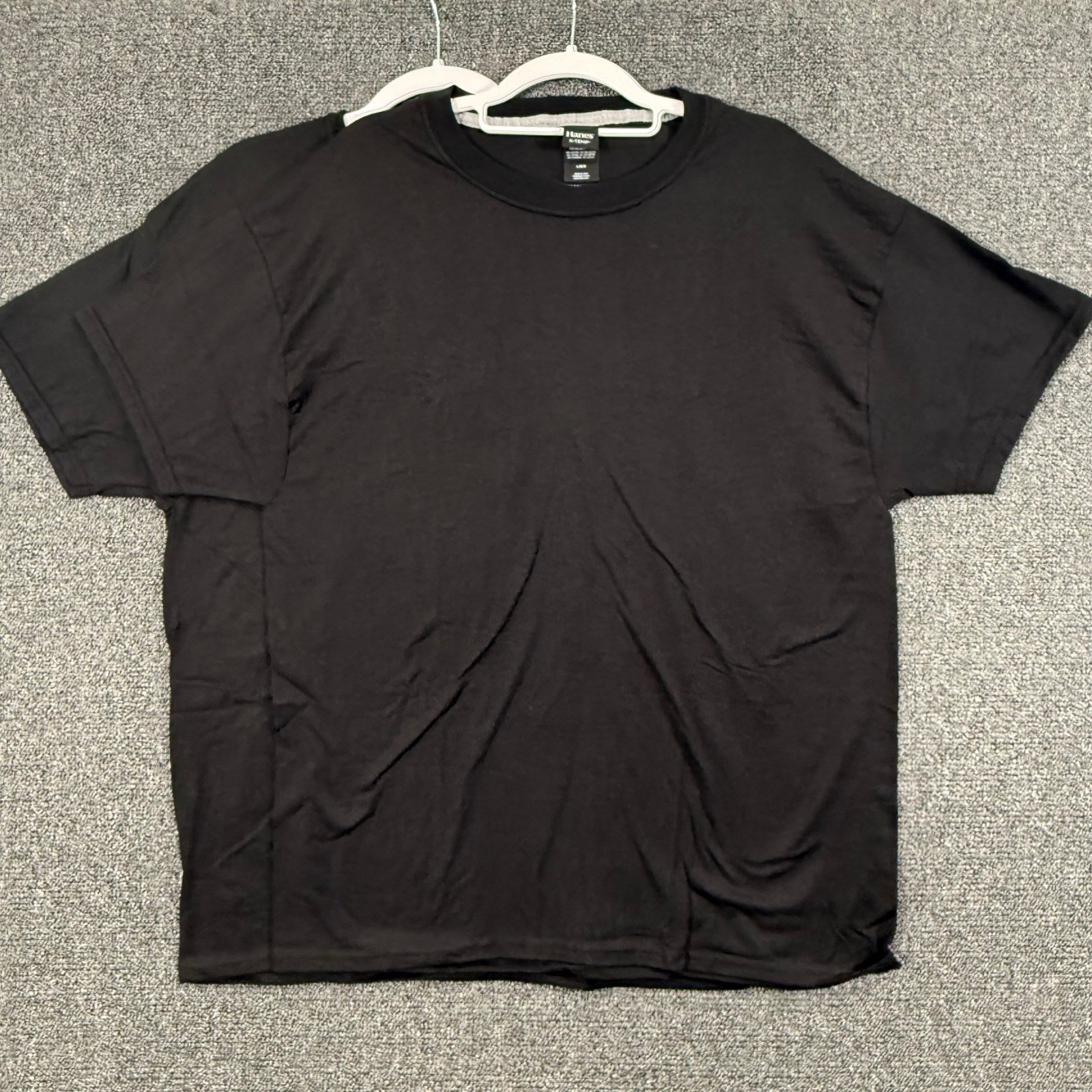 Hanes Mens Large T-Shirt Black 2-Pack X-Temp Cotton Blend Crew Neck O4200 Basics