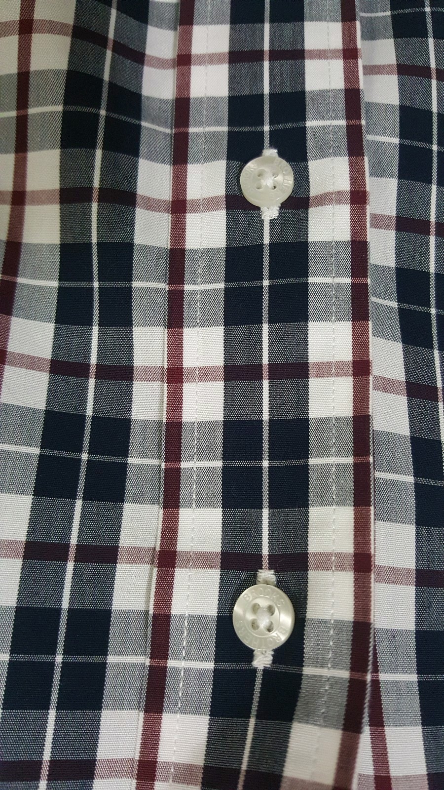 Brooks Brothers Men Shirt Blue/White/Red Plaid Botton Front Non Iron 100% Cotton