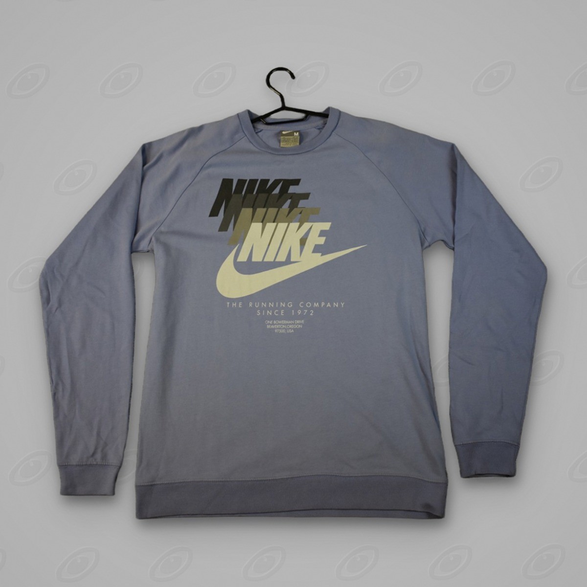 Nike Long Sleeve Tee Mens S Blue Spell Out Swoosh Crewneck Crew Neck