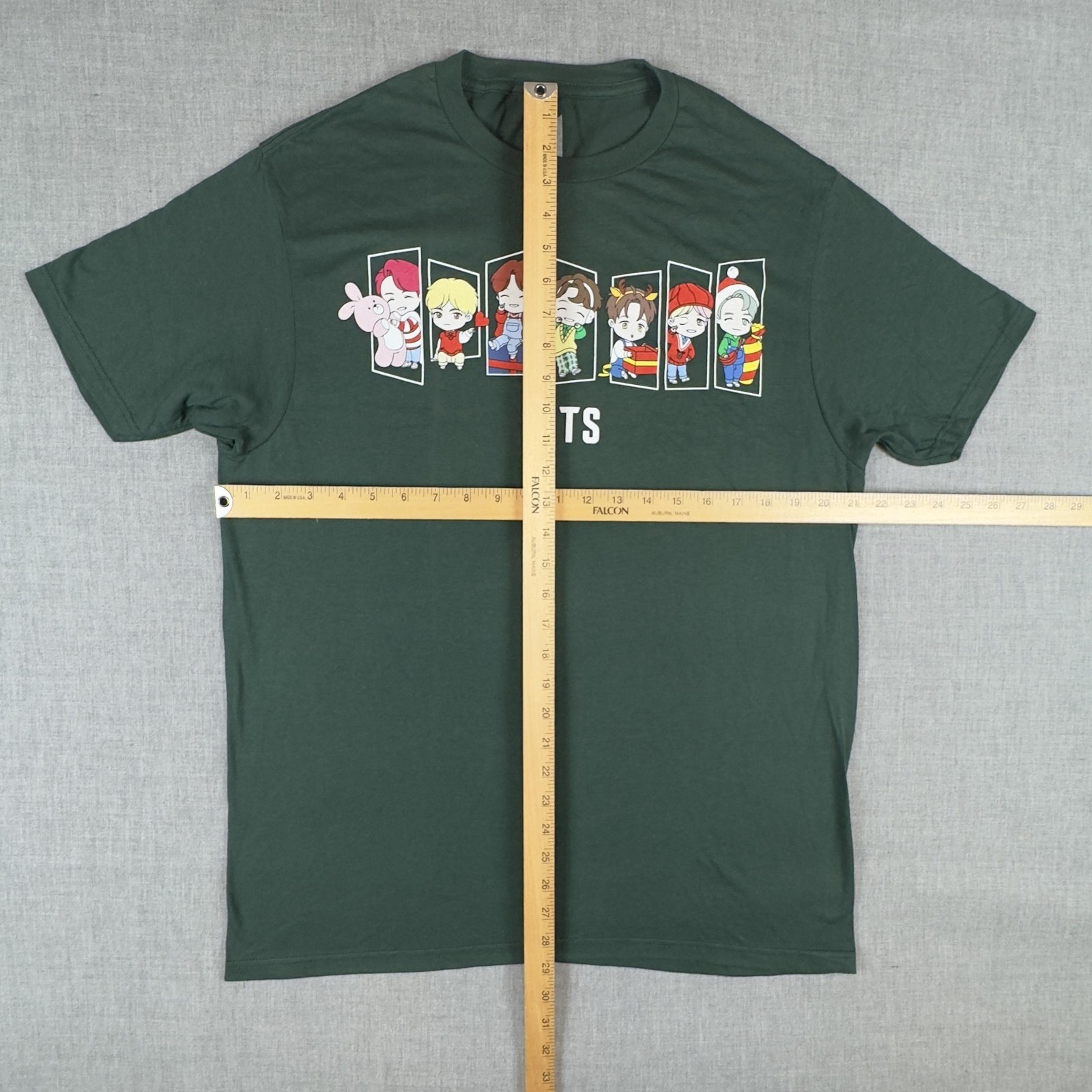 BTS Tiny Tan Shirt Mens Large Green K-Pop Bangtan Boys Christmas Holiday