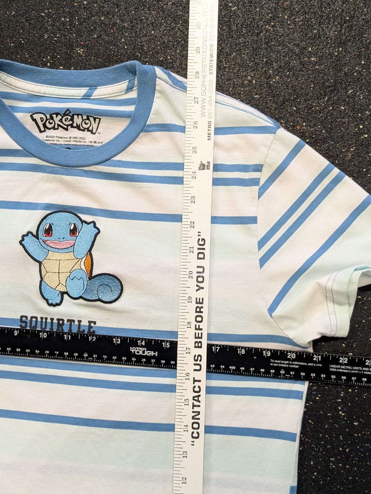 Pokemon Squirtle Embroidered Men’s Size L Multi Stripe Short Sleeve Shirt