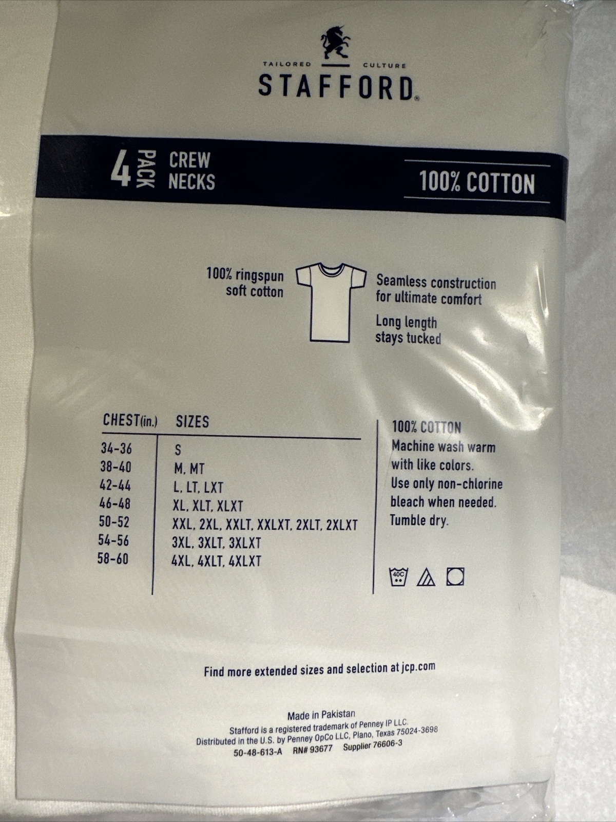 Stafford 8-Pack Men’s 100% Cotton Super Soft Crew-Neck T-Shirts White(Medium Sz)