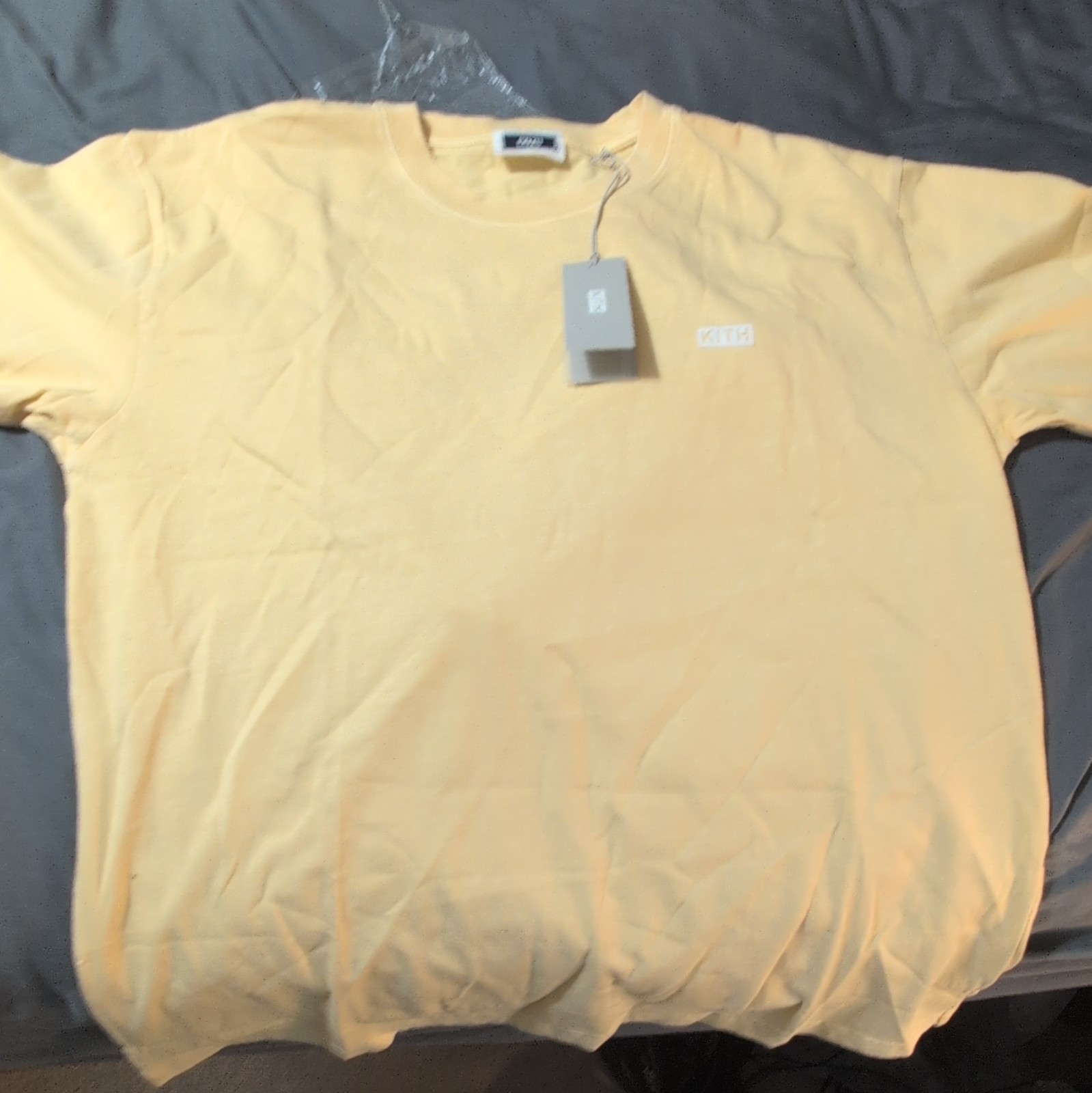 KITH Men’s Yellow Solid Logo Crew Neck Short Sleeve T-Shirt Size M