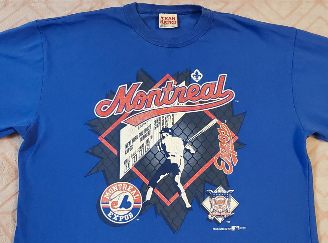 Vintage MONTREAL EXPOS MLB 1993 single stitch T-Shirt XL Baseball RARE! USA