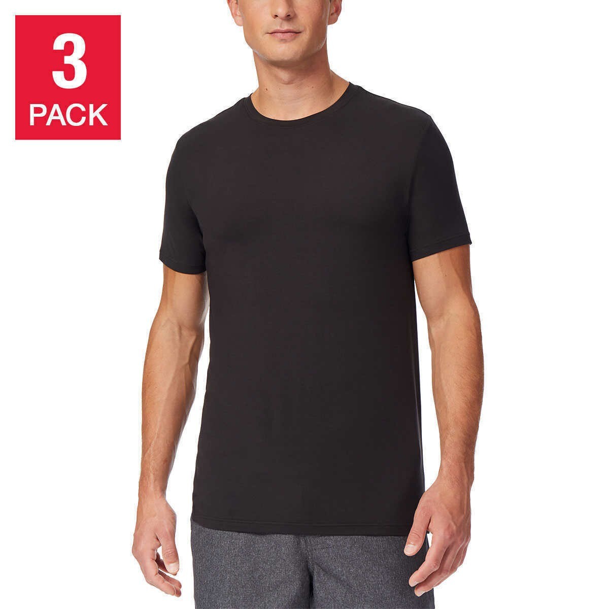 NEW 32 Degrees Mens 3 pack Cool Tee Short Sleeve Crew Neck, BLACK, MEDIUM 38-40