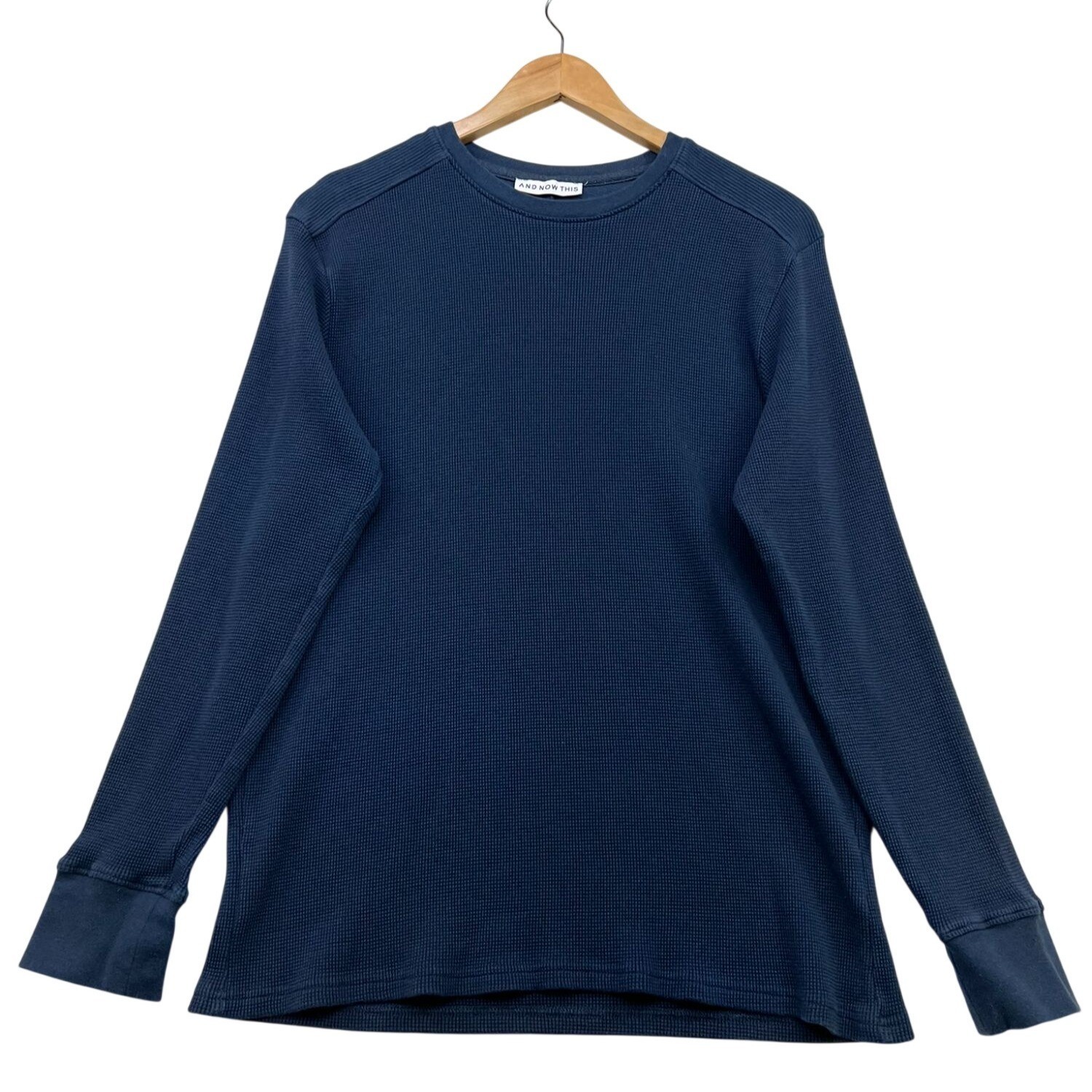 And Now This Mens Blue Thermal Waffle Knit Long Sleeve T-Shirt XL Casual Top