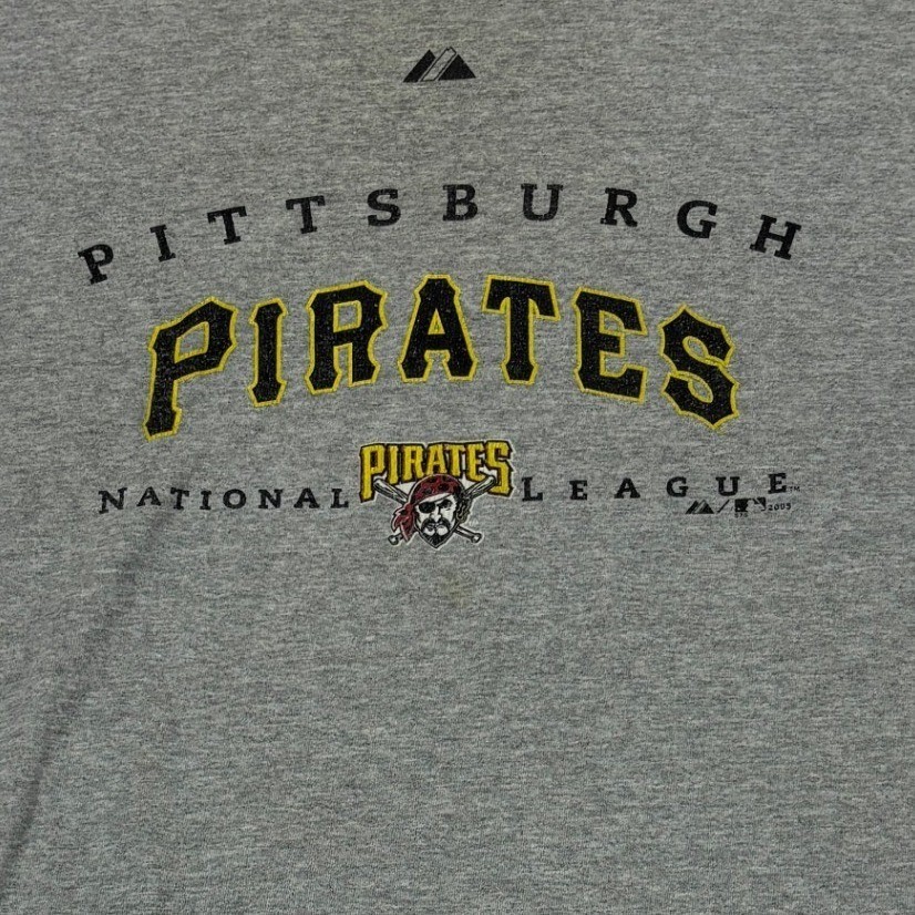 VTG Pittsburgh Pirates Baseball TShirt Mens Large Gray National League Majestic